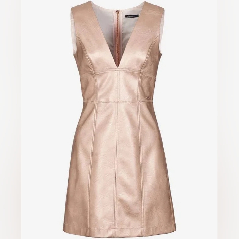 A/X Armani Exchange Metallic Pink Faux Leather Mini Dress Women's Size 2